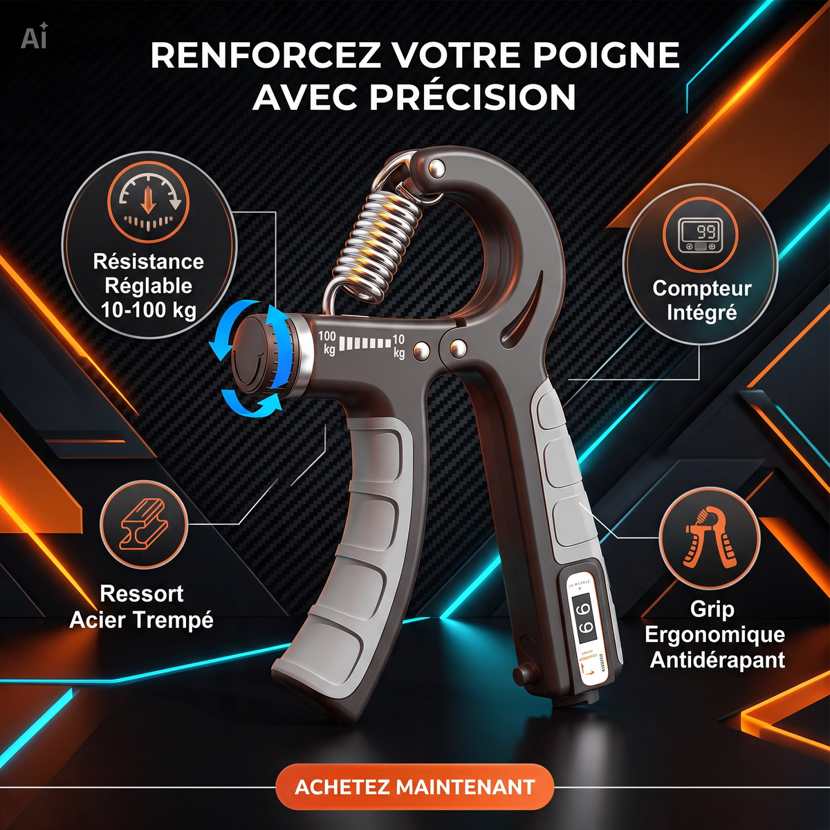 Renforceur d'avant-bras de 10–100 kg
