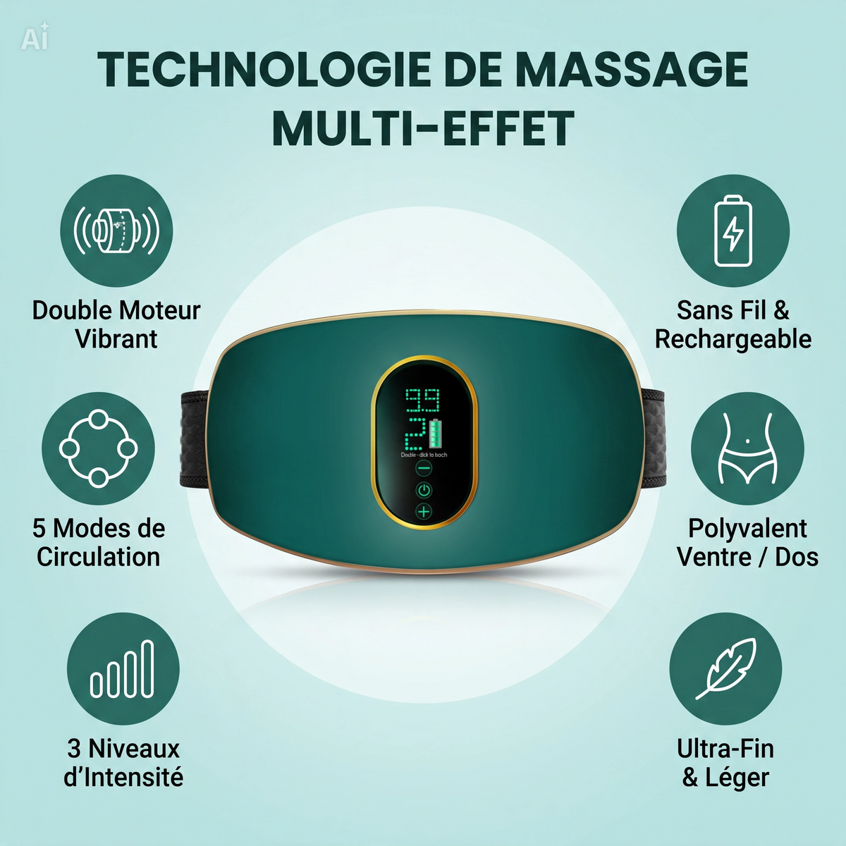 Ceinture de Massage Vibrante pour l'Abdomen