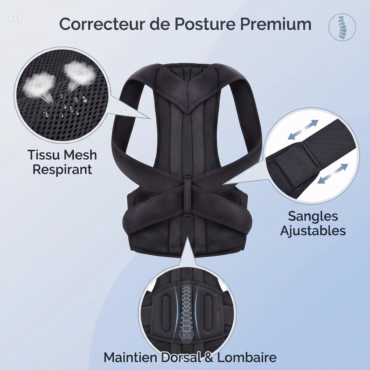 Correcteur de posture pour le dos